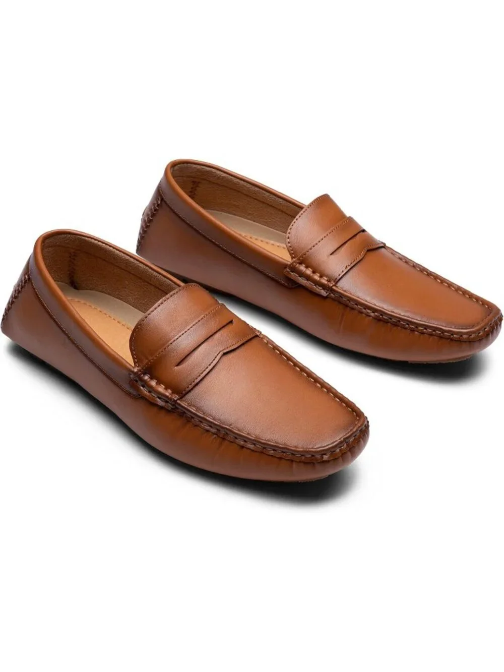 Men's Brown 1 Loafers Casual Slip On Shoes Soft Penny Loafers Lightweight